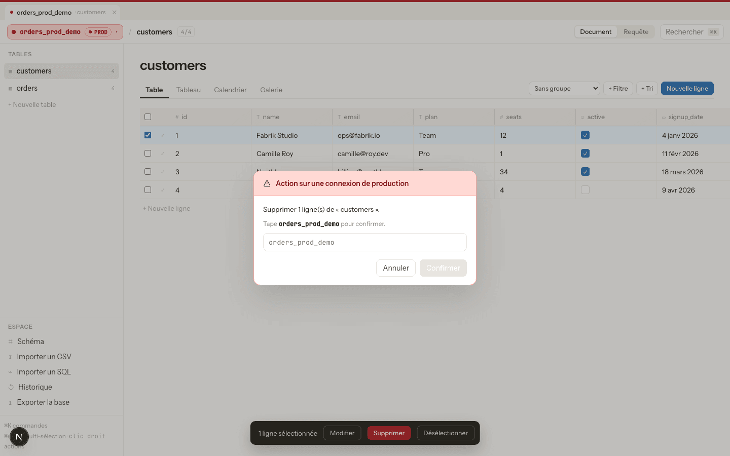 Production guardrail confirmation dialog